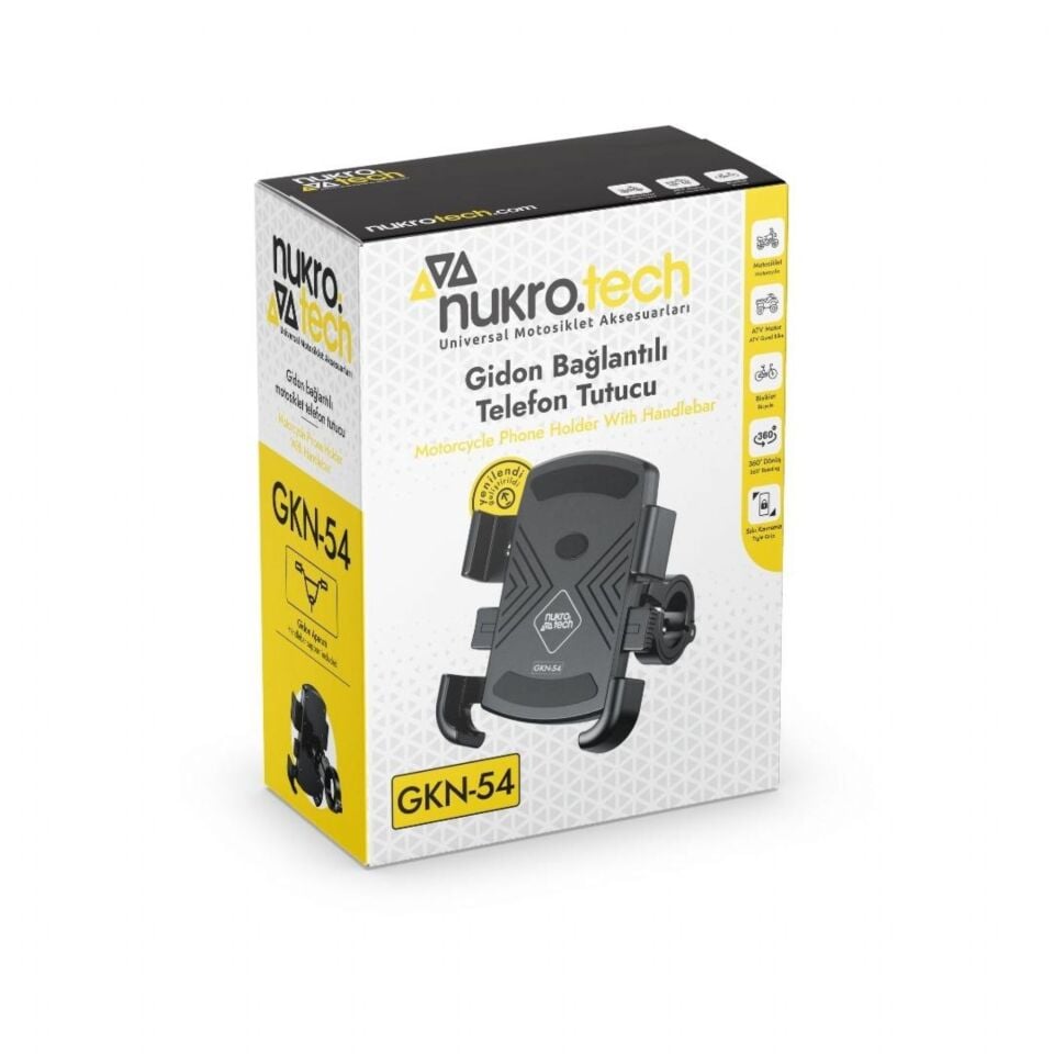 Nukrotech GKN53 Ayna Dibi Bağlantılı Motosiklet Telefon Tutucu